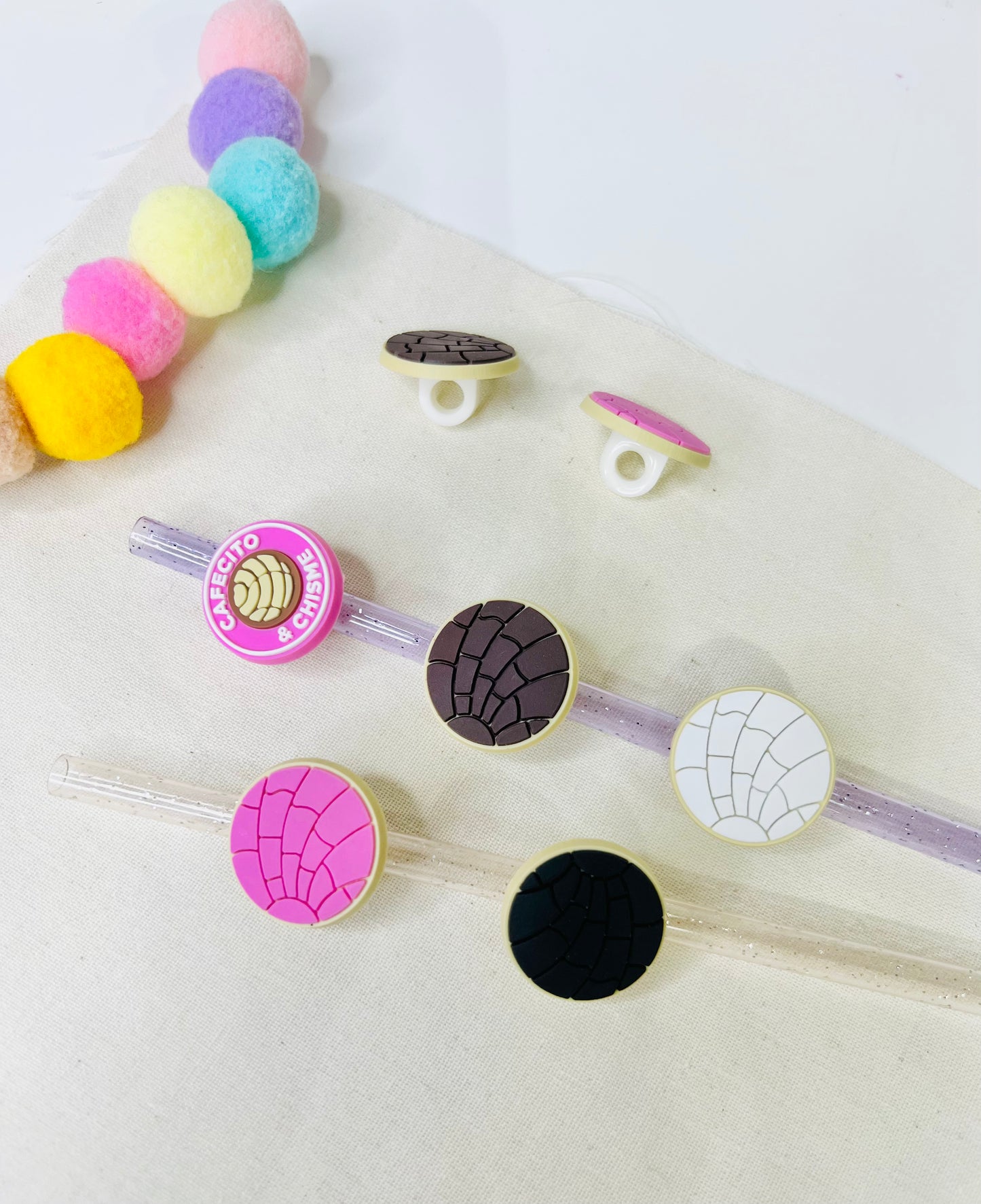 Concha Straw Toppers - Pencil Toppers - Pan Dulce - Chime y Cafecito Toppers