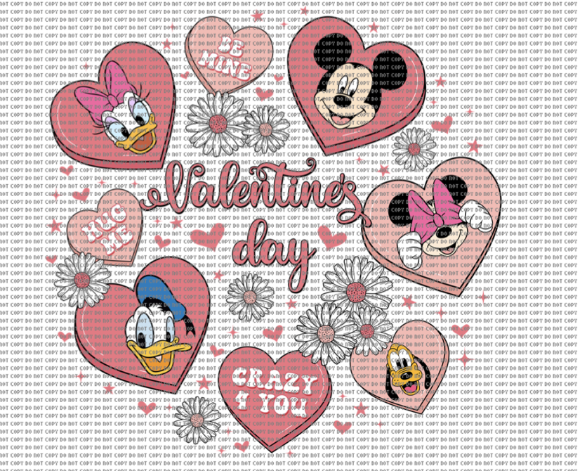 Disney Valentines Day Sublimation 16oz Glass Cup Print